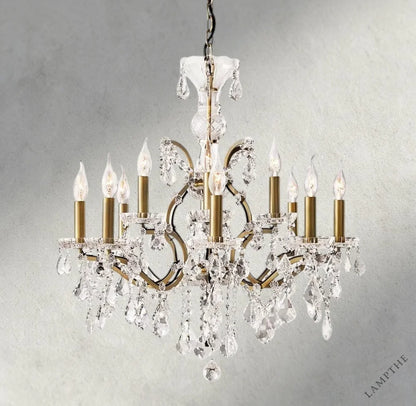 28" / Brass/Clear Crystal 19th C. Rococo Iron & Crystal Round Chandelier 18", 28", 33", 40", 60", 101"