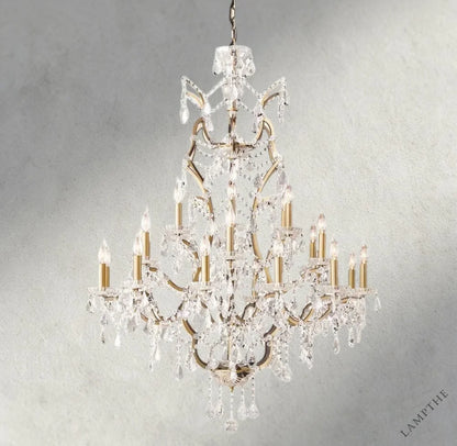 40" / Brass/Clear Crystal 19th C. Rococo Iron & Crystal Round Chandelier 18", 28", 33", 40", 60", 101"