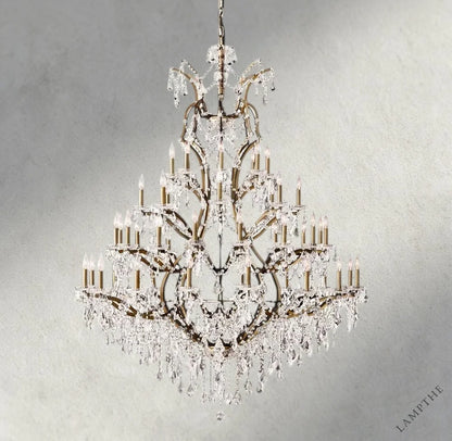 60" / Brass/Clear Crystal 19th C. Rococo Iron & Crystal Round Chandelier 18", 28", 33", 40", 60", 101"
