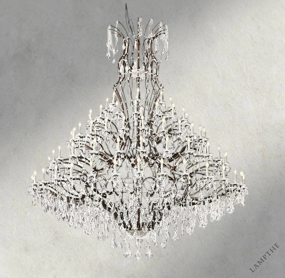 101" / Bronze/ Clear Crystal 19th C. Rococo Iron & Crystal Round Chandelier 18", 28", 33", 40", 60", 101"