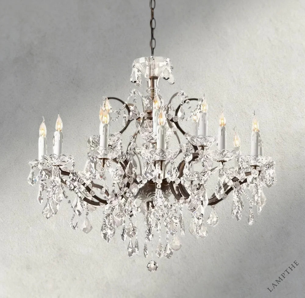 33" / Bronze/ Clear Crystal 19th C. Rococo Iron & Crystal Round Chandelier 18", 28", 33", 40", 60", 101"