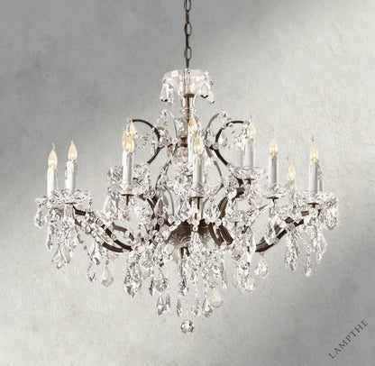 33" / Bronze/ Clear Crystal 19th C. Rococo Iron & Crystal Round Chandelier 18", 28", 33", 40", 60", 101"