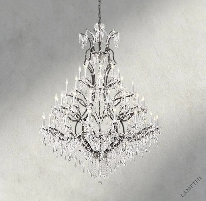60" / Bronze/ Clear Crystal 19th C. Rococo Iron & Crystal Round Chandelier 18", 28", 33", 40", 60", 101"