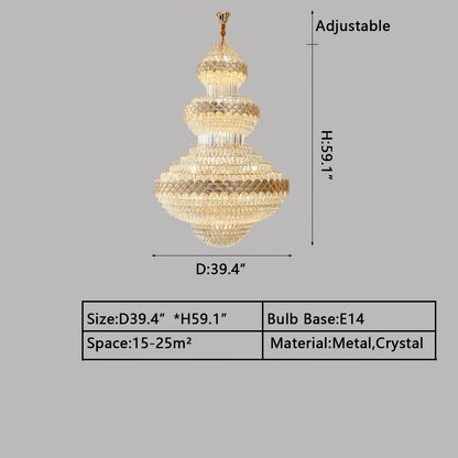 Patine Multi-layers Gold Crystal Chandelier