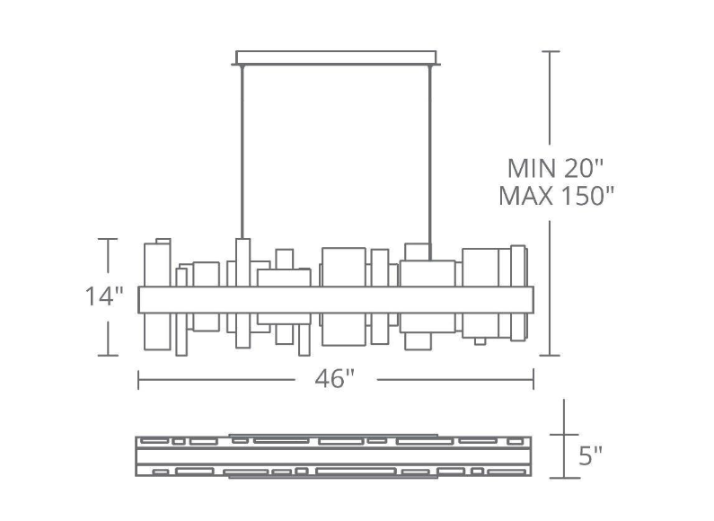 Alabaster Acropolis 46in LED Linear Chandelier