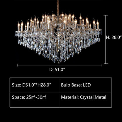 Oversized Luxury Candle Branch Raindrop Crystal Pendant Chandelier for Living/Dining Room/Foyer/Stairs