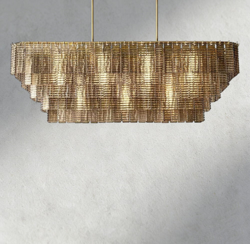 Sirene Smoke Glass Rectangular Chandelier 59", 77"