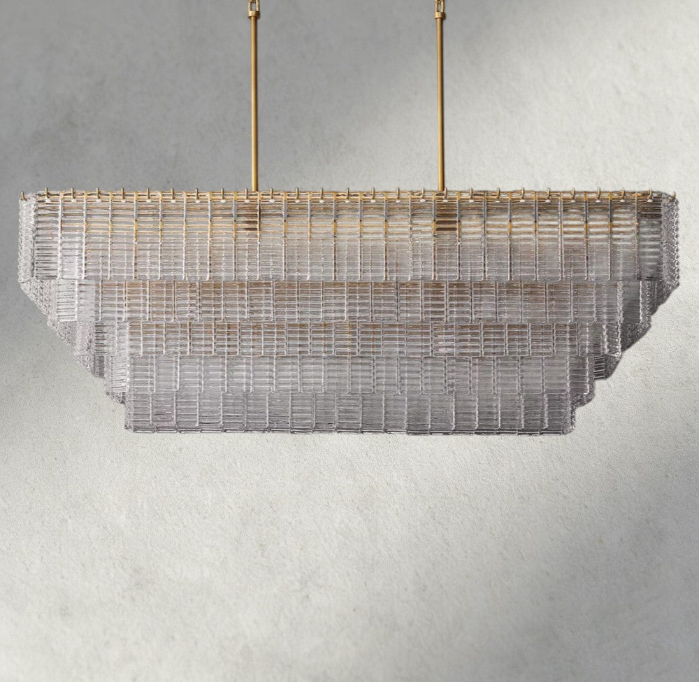Sirene Clear Glass Rectangular Chandelier 59"