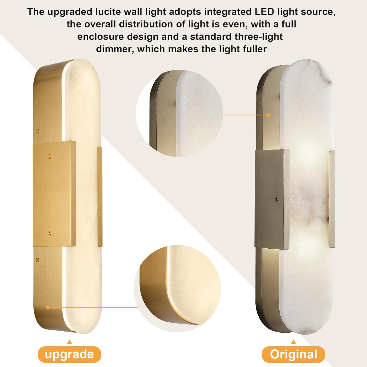Elegant Alabaster Wall Sconces Set of Two with Brass Finish, 19.7''