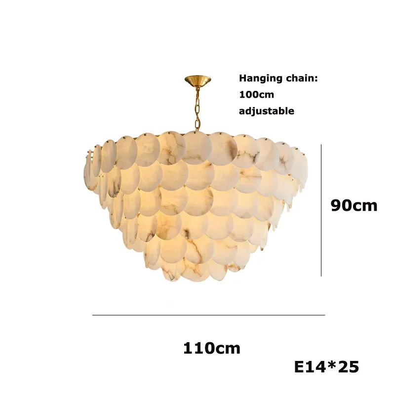 Noah Multi-Layer Natural Alabaster Round Modern Chandelier 35''/43''