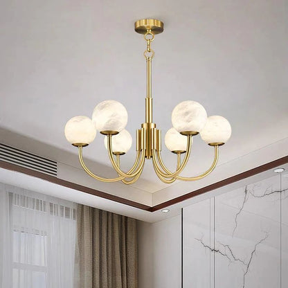 Sien Alabaster Modern Brass Chandelier