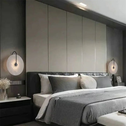 Cairo Alabaster Modern Round Wall Sconce