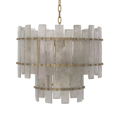 Glacis Modern Brass Chandelier - (Antique Brass Finish | Hand Blown Glass)