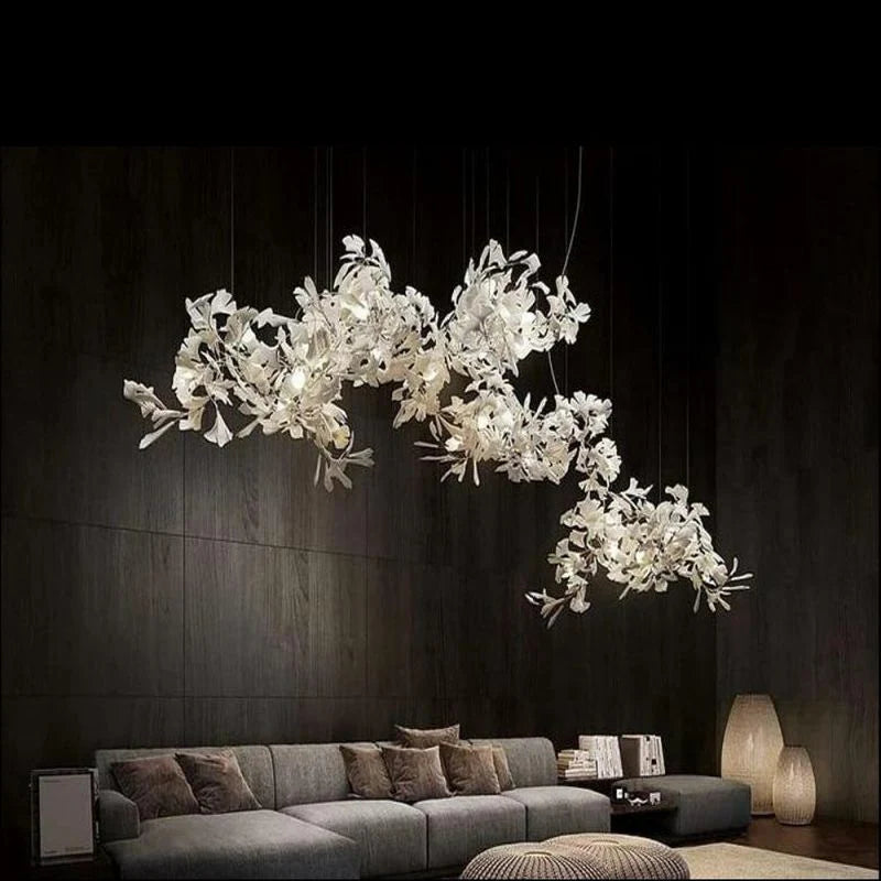 Glessy Ceramic Ginkgo Branch Chandelier 60", 71", 79", 99"