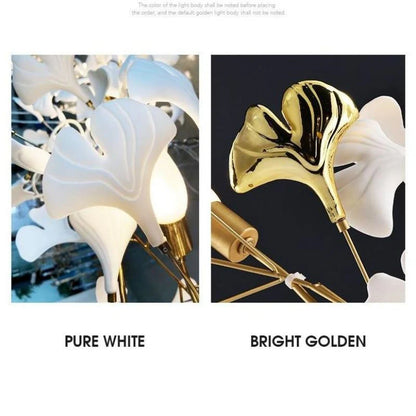 Glessy Ceramic Ginkgo Branch Chandelier 60", 71", 79", 99"