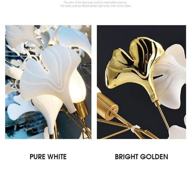 Glessy Ceramic Ginkgo Branch Chandelier 60", 71", 79", 99"