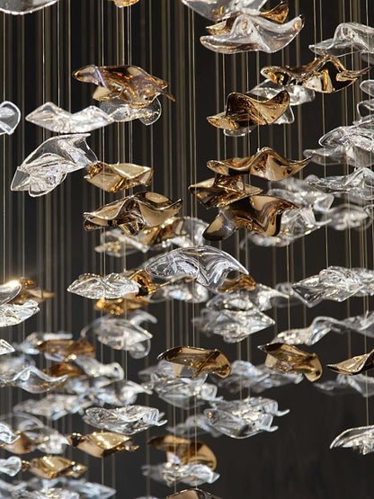 Sand sea Square Glass Spiral Chandelier