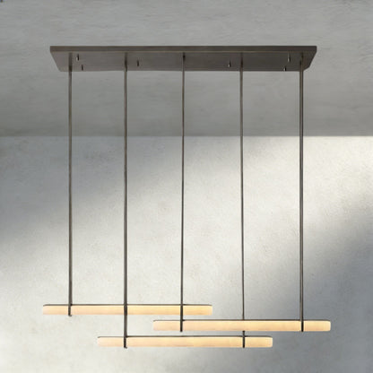 Audubon Alabaster Triple Bar Linear Chandelier