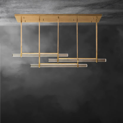 Audubon Crystal Triple Bar Linear Chandelier 60", 72"