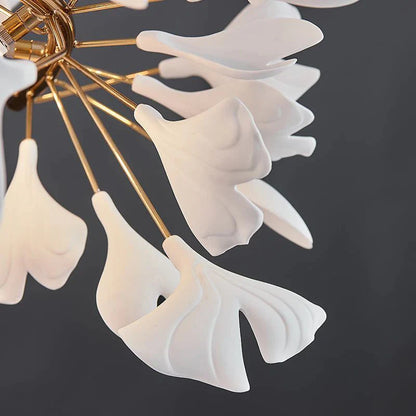Glessy Ceramic Ginkgo Cascading Branch Chandelier