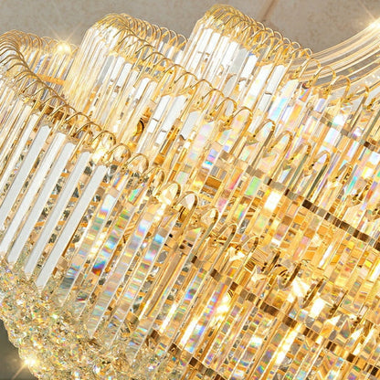 Luxury Extra Large Round Ceiling Lighting Fixture Stately Crystal Chandelier For Foyer Entryway/ Entrance