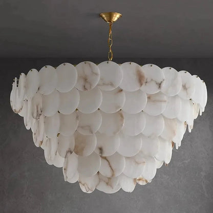 Noah Multi-Layer Natural Alabaster Round Modern Chandelier 35''/43''