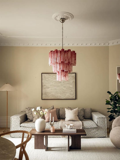 Murano Chandelier – 48 tubes – Alabaster Pink