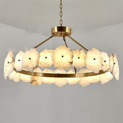 Noes Alabaster Modern Round Chandelier