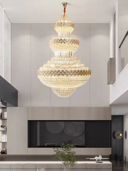 Patine Multi-layers Gold Crystal Chandelier