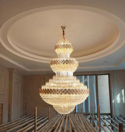 Patine Multi-layers Gold Crystal Chandelier