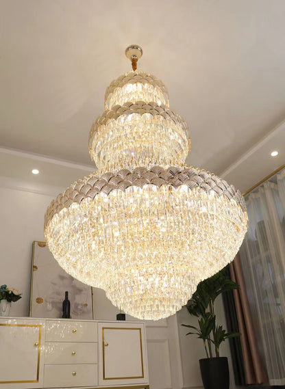 Patine Multi-layers Gold Crystal Chandelier