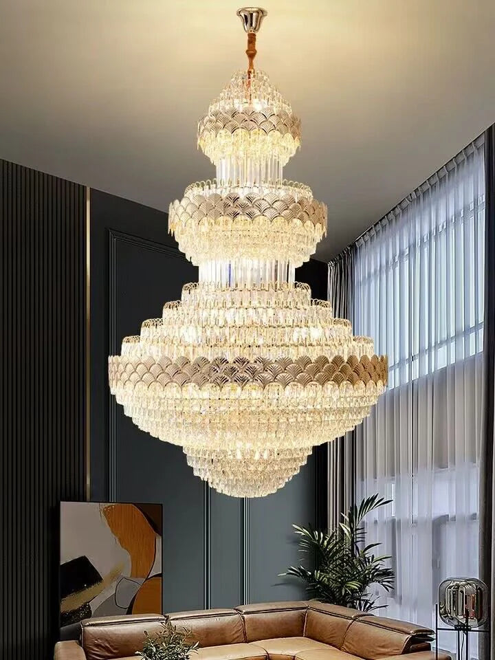 Patine Multi-layers Gold Crystal Chandelier