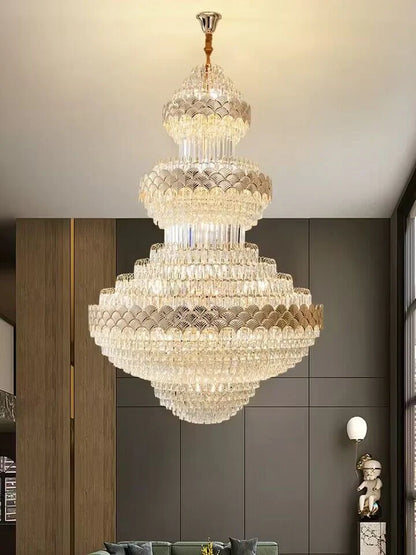 Patine Multi-layers Gold Crystal Chandelier
