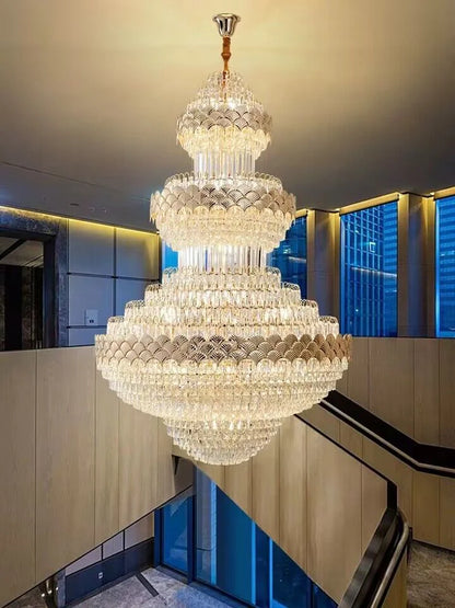 Patine Multi-layers Gold Crystal Chandelier