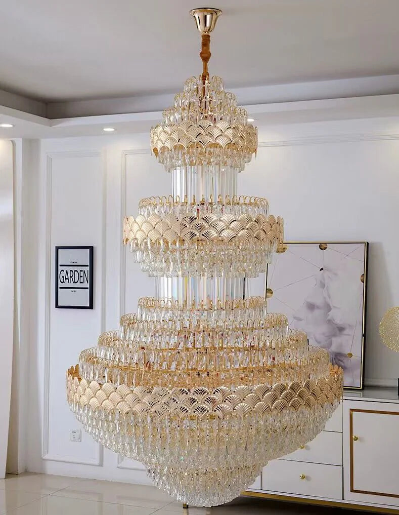 Patine Multi-layers Gold Crystal Chandelier