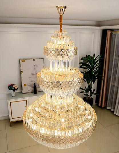 Patine Multi-layers Gold Crystal Chandelier