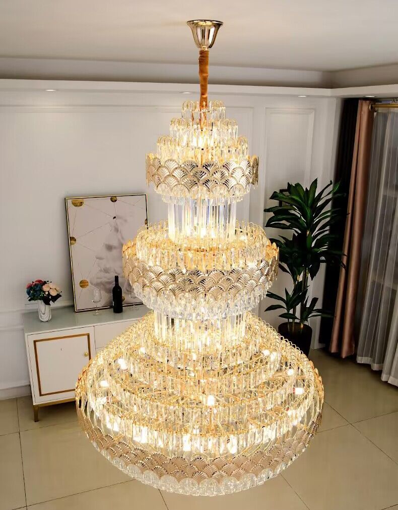 Patine Multi-layers Gold Crystal Chandelier
