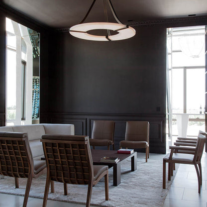 Nova Alabaster Round Plate Ceiling Chandelier