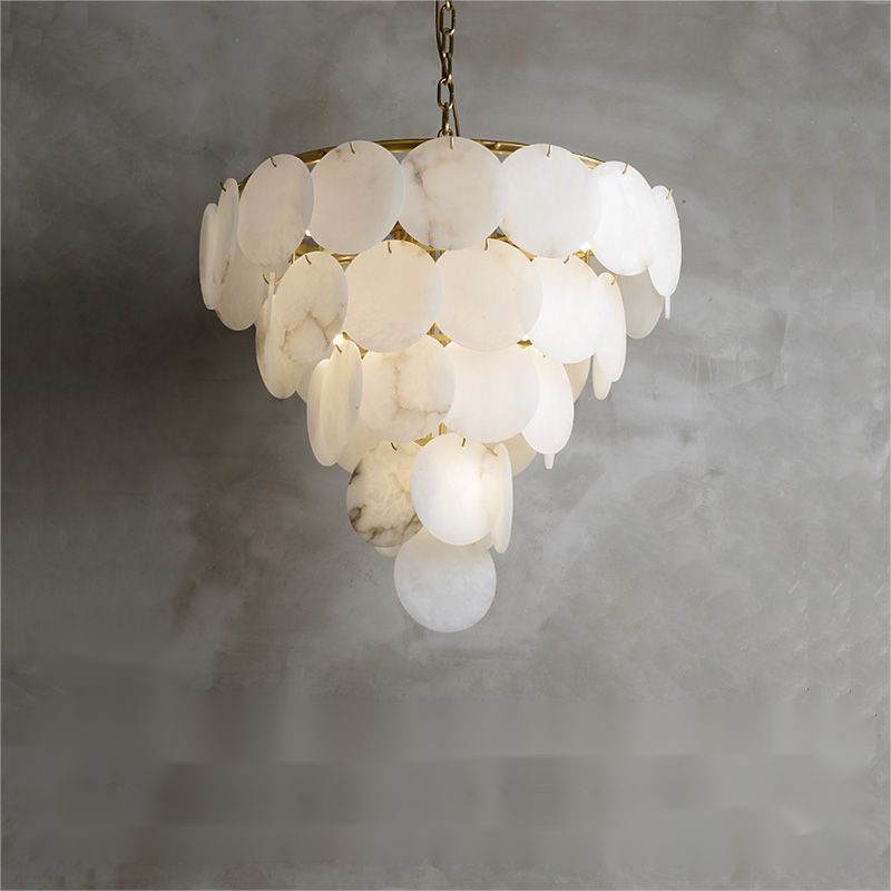 Alabaster Magnolia Multi-tiered Round Chandelier - jchandelier
