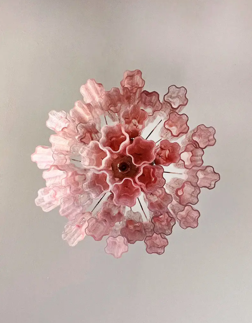 Murano Chandelier – 36 tubes – Alabaster Pink