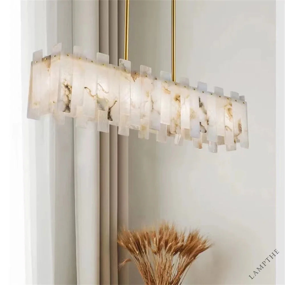 Modern Alabaster Linear Chandelier