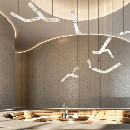 Alabaster Bent Tube Chandelier B