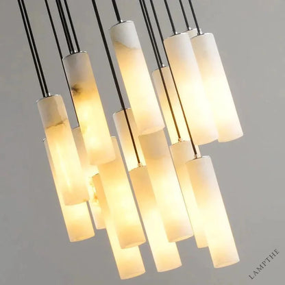Alabaster Cylindrical Round Chandelier