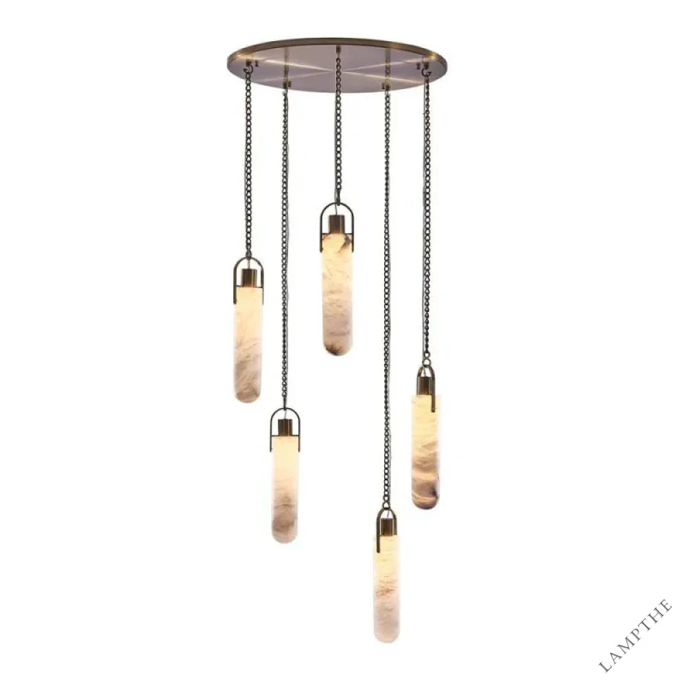 Alabaster Flint Additions Multi Light Pendant, Round Chandelier For staircase, Hallway