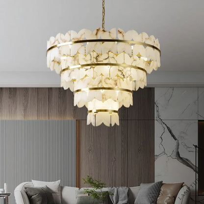 Alabaster Multi-Layer Butterfly Round Chandelier - jchandelier