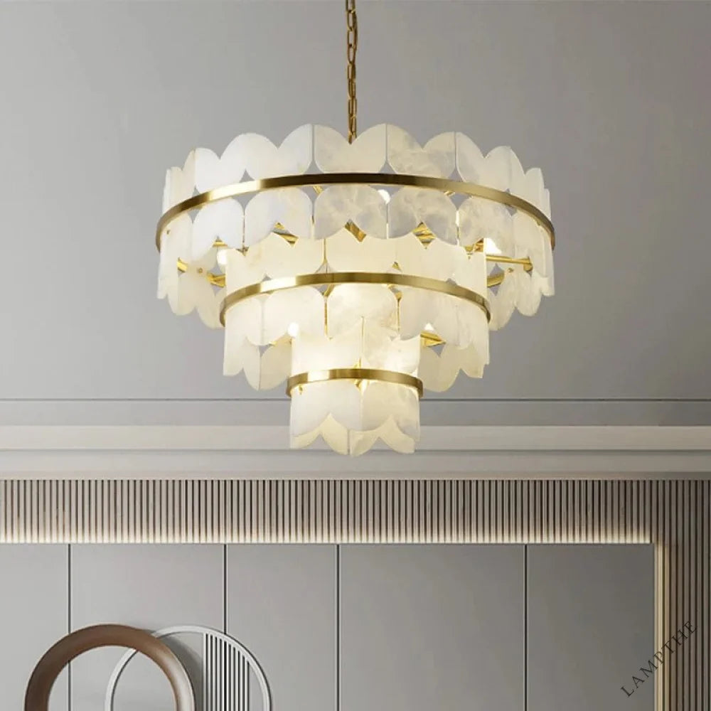 Alabaster Multi-Layer Butterfly Round Chandelier