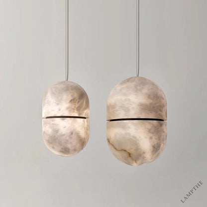 Alabaster Oval Art Pendant Light