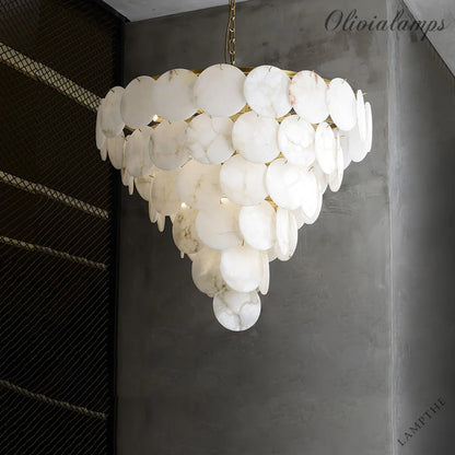 Alabaster Shell Brass Chandelier with 2/3/4/5/6 layer