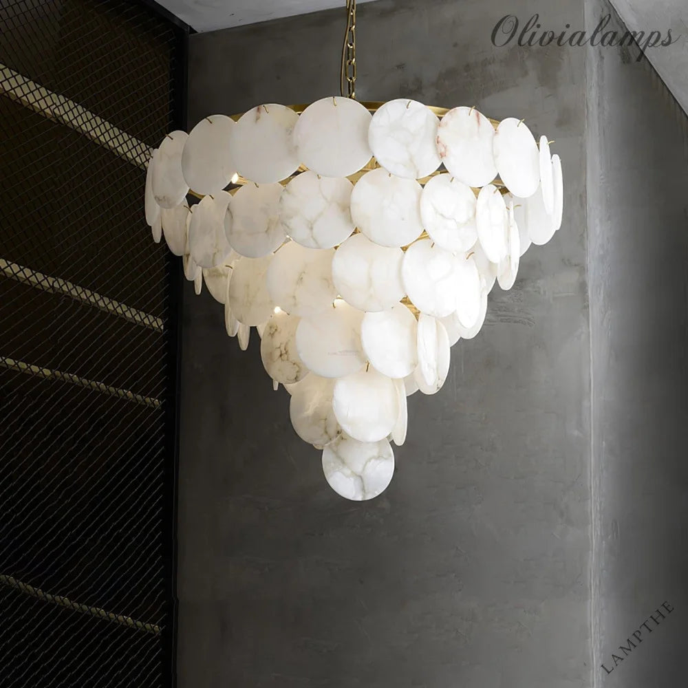 Alabaster Shell Brass Chandelier with 2/3/4/5/6 layer