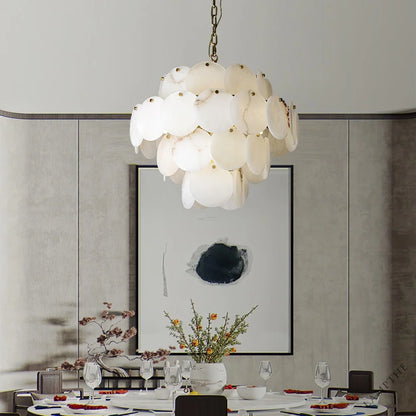 Alabaster Shell Brass Chandelier with 2/3/4/5/6 layer